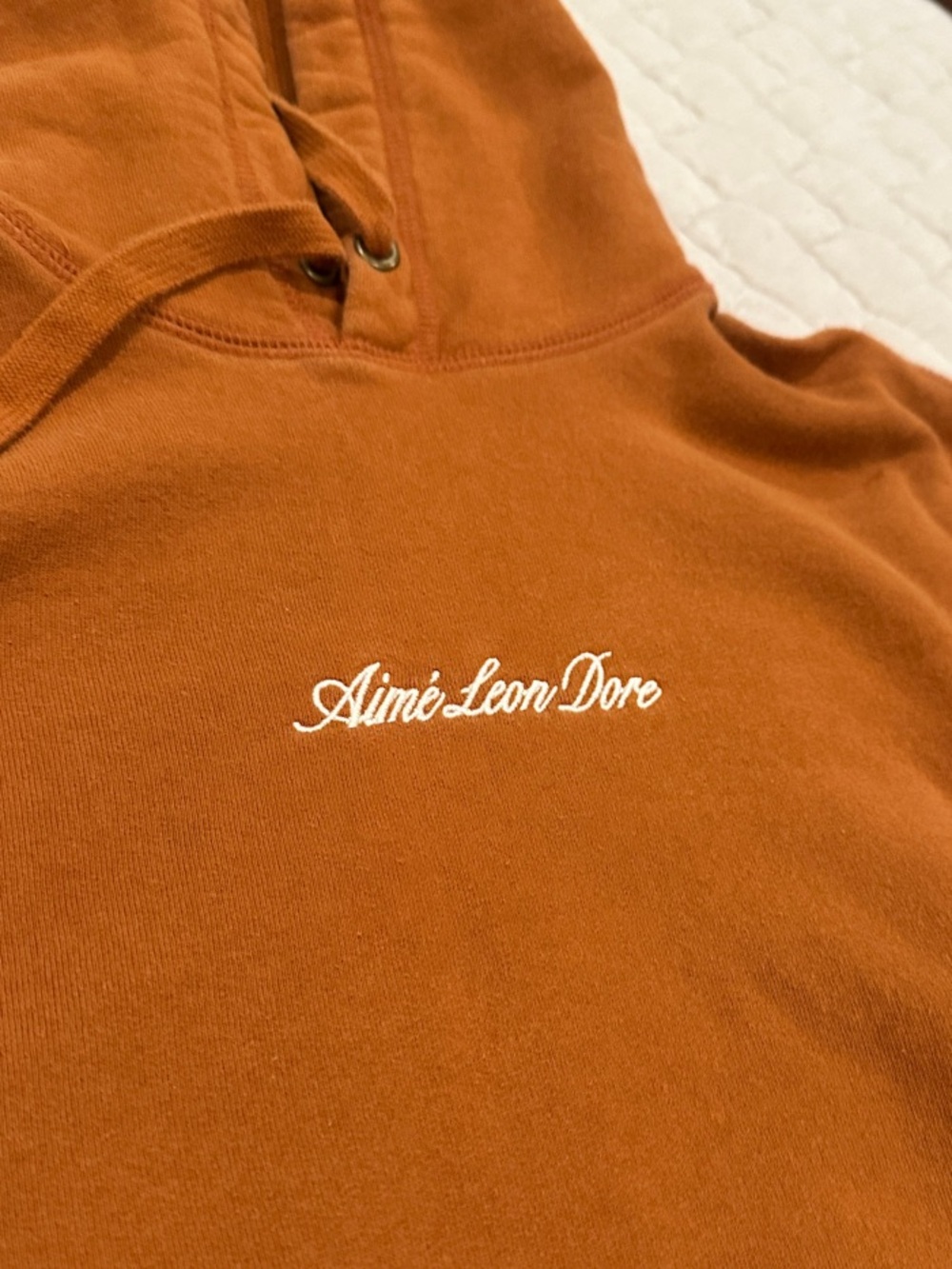 Aimé Leon Dore Heavyweight Script Logo Hoodie – Rust – Size Small
